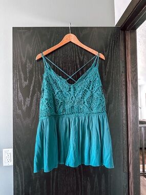 Maurices Teal Crochet Tank - Teal